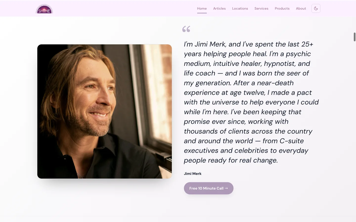 Shine Remote Wellness homepage, built on eezyRank